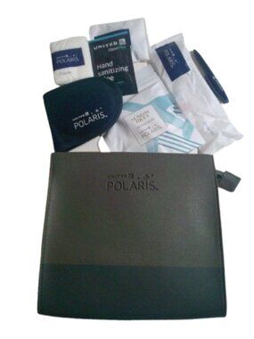 United Airlines Flight Essentials Travel Kit,Polaris Travel Bag, Size 7x8, Black